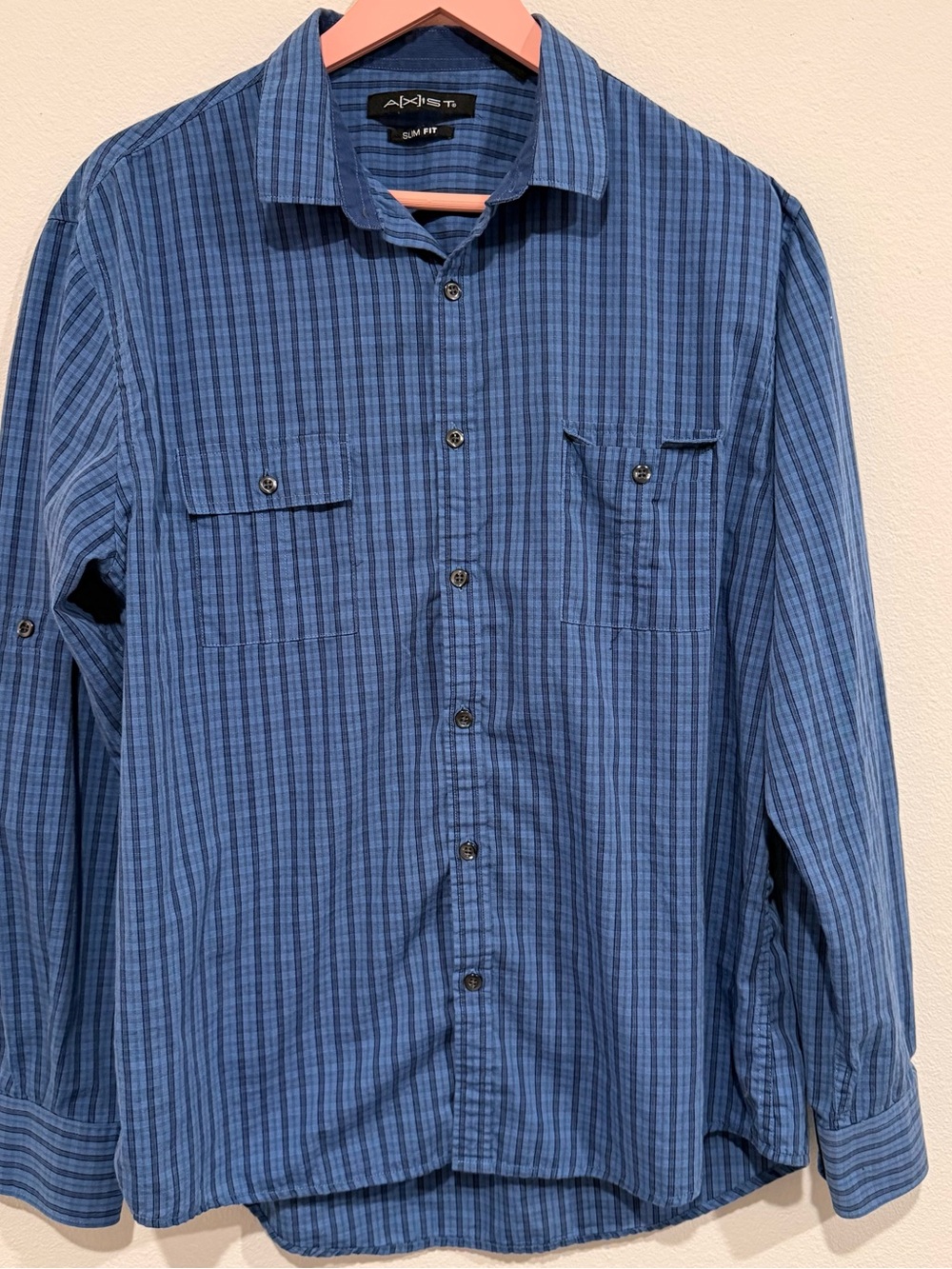 Axist Blue Striped Casual Button-Down Shirt Size Large